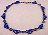 SJ111  Czech deco blue glass necklace